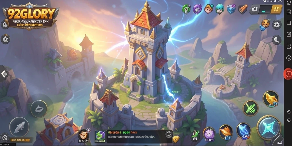Tangkapan layar gameplay 92GLORY menampilkan aksi Tower Defense yang mendebarkan.