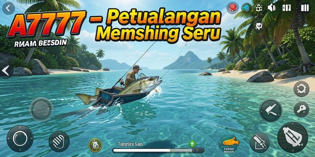 Tampilan gameplay A7777 yang realistis saat memancing ikan.