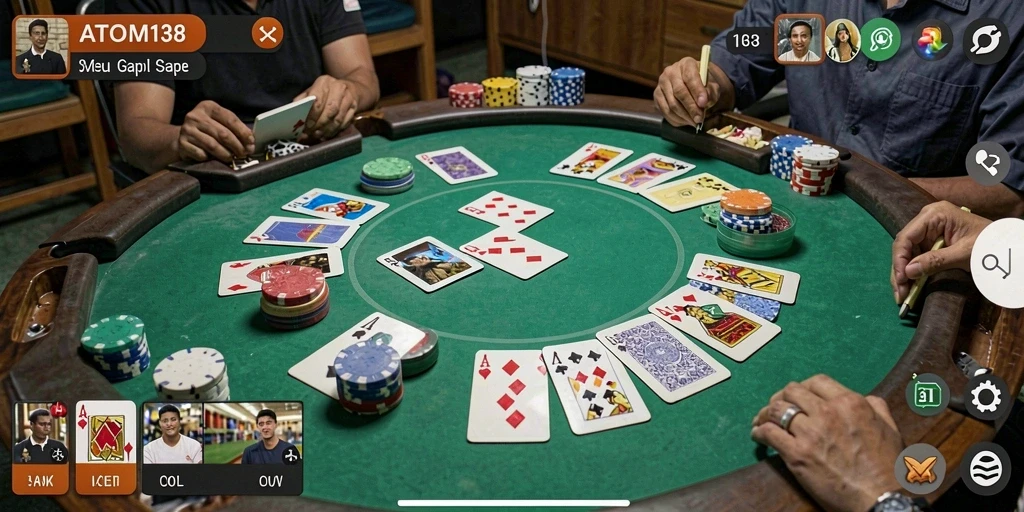 Tampilan gameplay ATOM138 yang seru dalam permainan Gaple.