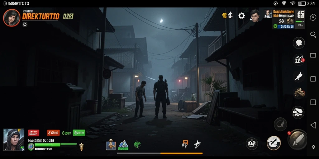 Tampilan gameplay menyeramkan dari DIREKTURTOTO di area hutan gelap.