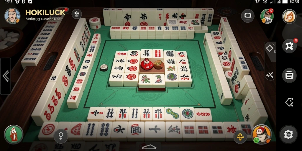 Tampilan gameplay menawan HOKILUCK dalam aksi permainan Mahjong yang seru.