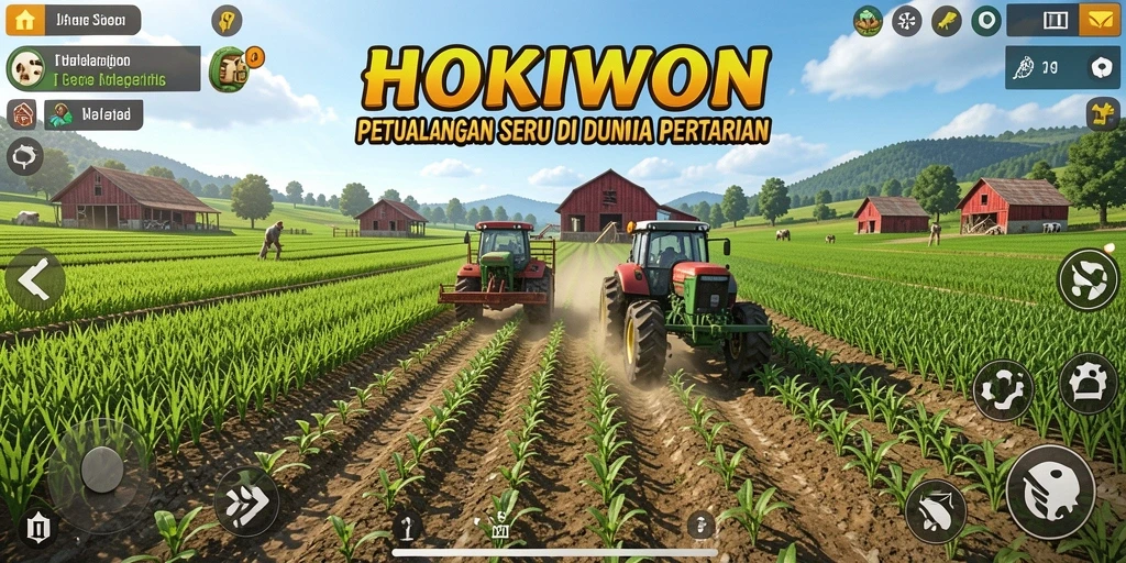 Gameplay HOKIWON yang seru di dunia pertanian.