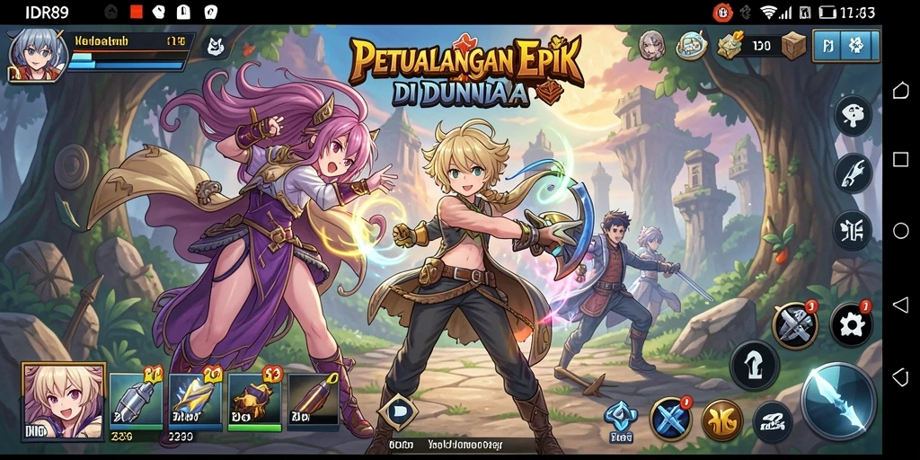 Screenshot menampilkan karakter anime bertarung dalam pertempuran epik.