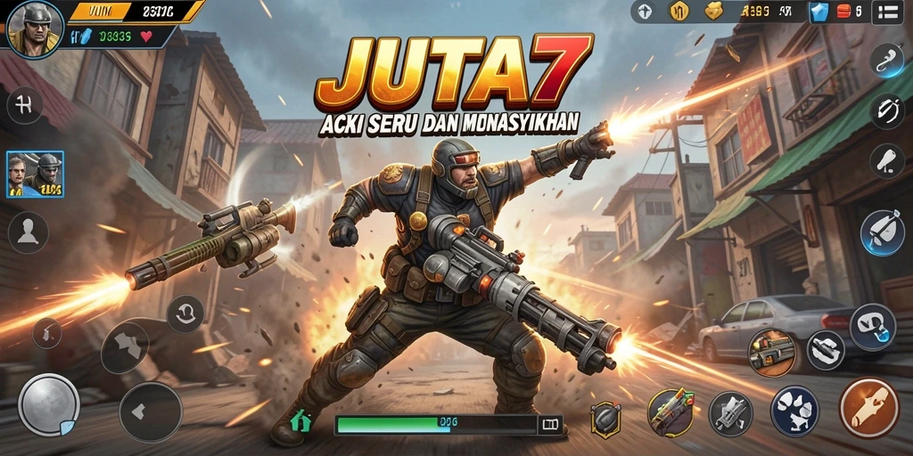 Screenshot JUTA7 menampilkan aksi pertempuran yang intens dan memukau.