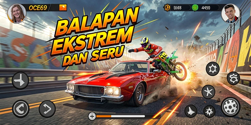 Gameplay balapan seru dan menegangkan di OCE69.