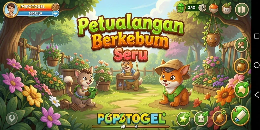 Tampilan gameplay menarik dalam POPOTOGEL dengan suasana pertanian yang ceria.