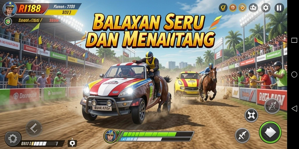 Tampilan menarik dari gameplay balapan RI188 yang mendebarkan.