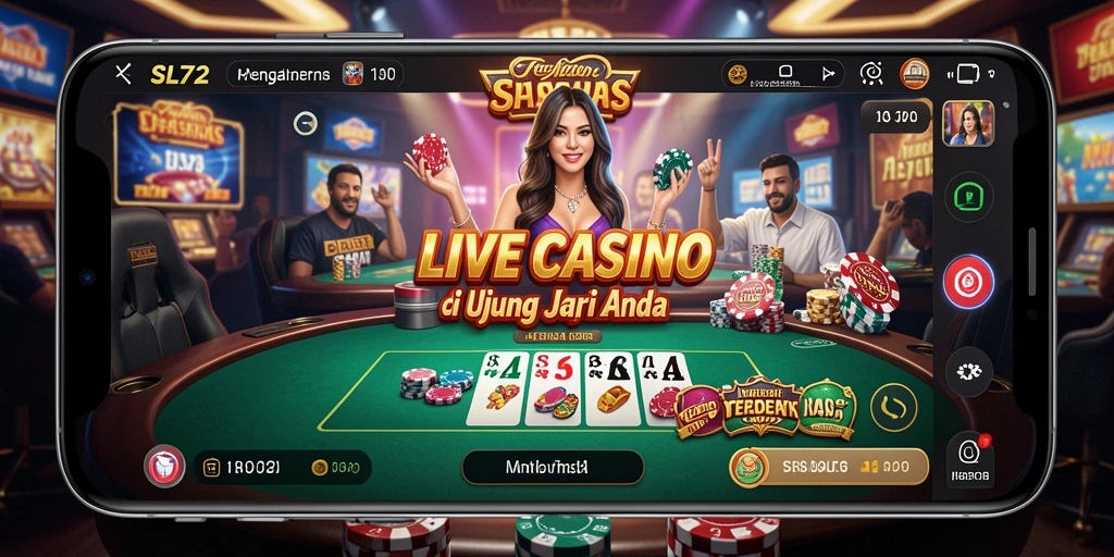 Gameplay seru SL72 dengan dealer langsung dan berbagai pilihan permainan.